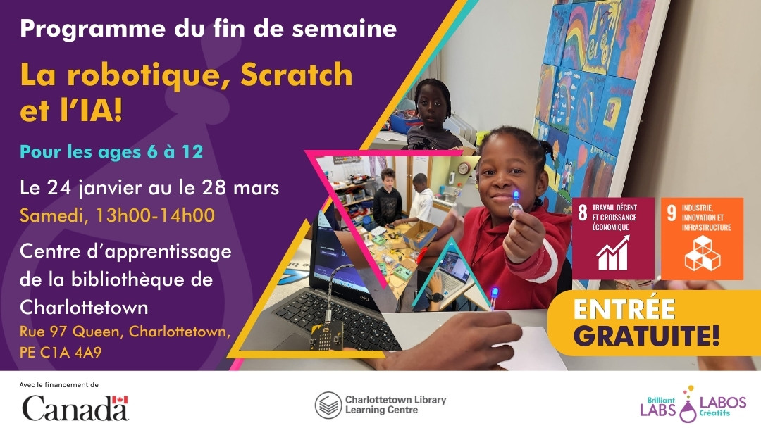 Affiche présentant le programme au Centre d’apprentissage de la bibliothèque de Charlottetown
