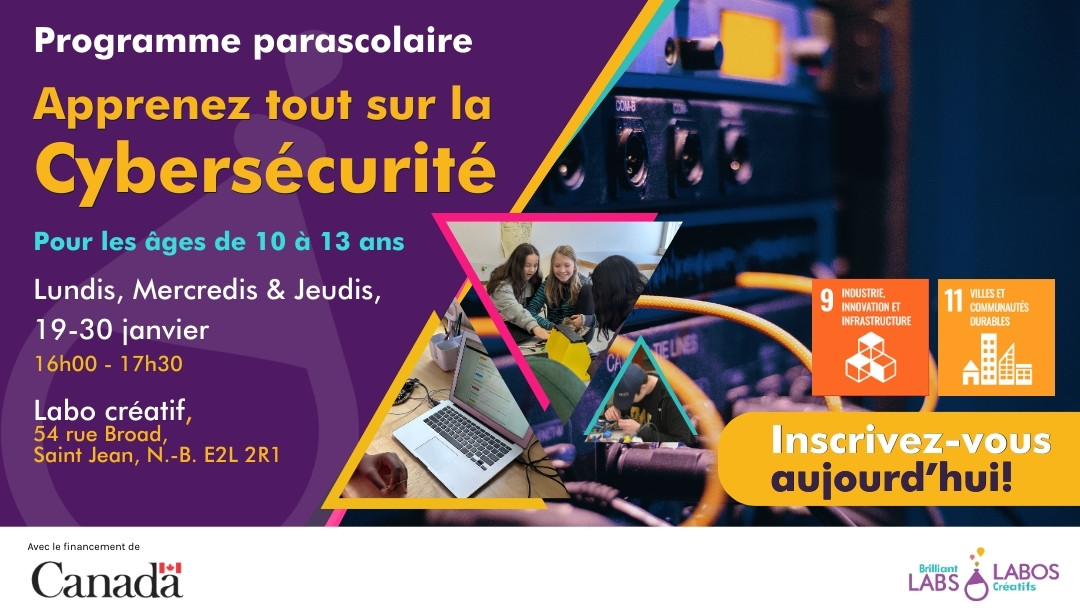 Affiche présentant le programme de cybersécurité de Saint-Jean