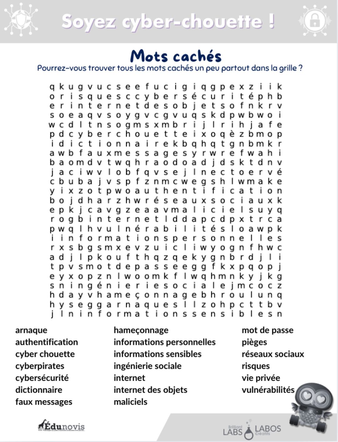 Image de couverture pour le document de la grille des mots cachés